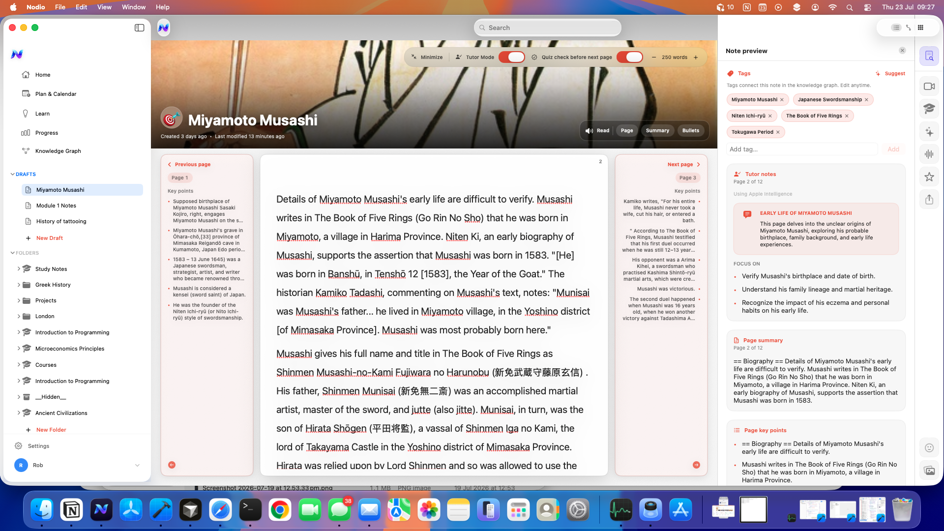 Nodio on Mac reading a note