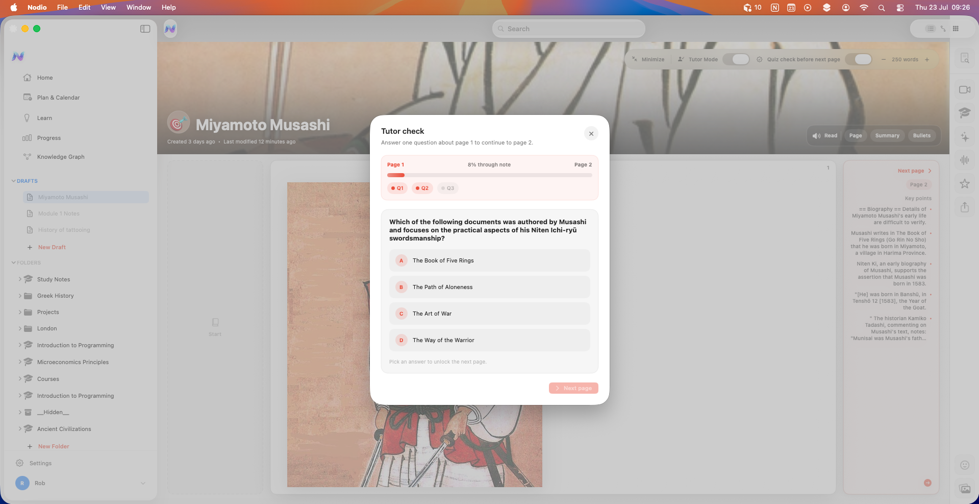 Nodio on Mac with tutor check